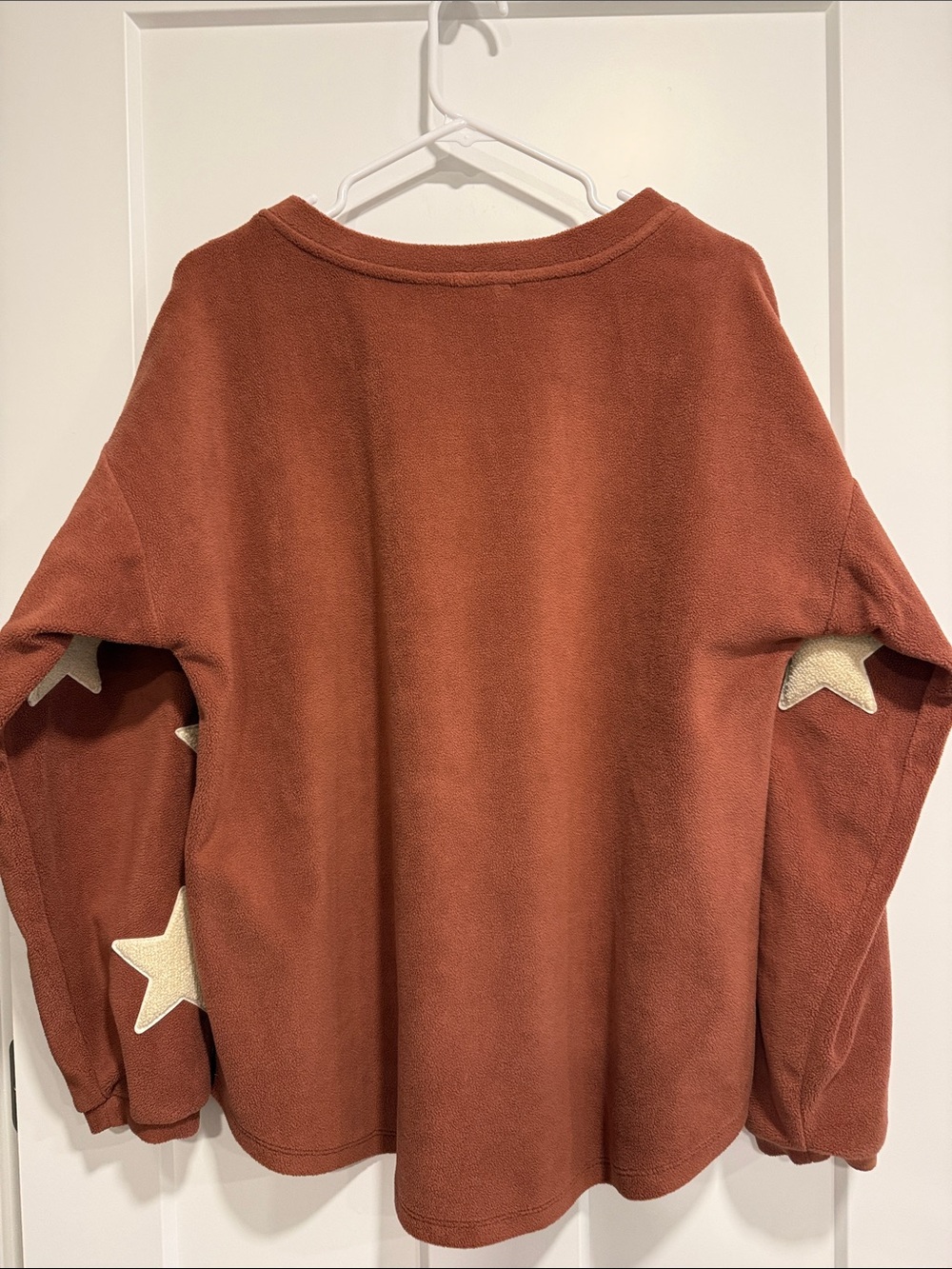 Kori America Rust Burnt Orange Star Sleeve Sweatshirt Boho Casual Top - Picture 4 of 6